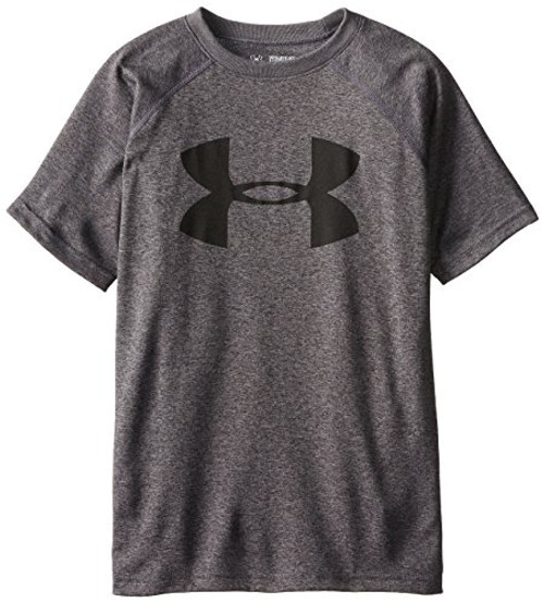 Under Armour Boys Tech Big Logo T-Shirt Carbon Heather Black Youth Small