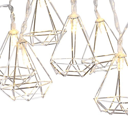 Lewondr String Lights Geometric Silver Diamond LED Metal Fairy Lights 3m/9.8ft 20 LED USB & Battery Powered Twinkle Lights for Bedroom Wedding Christmas Home Decoration - Warm White Lewondr String Lights Geometric Silver Diamond LED Metal Fairy Lights 3m/9.8ft 20 LED USB & Battery Powered Twinkle Lights for Bedroom Wedding Christmas Home Decoration - Warm White