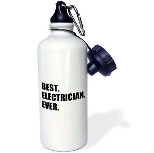 3dRose Best Electrician Ever-Fun Gift for Electronics Job-Black Text-Sports Water Bottle, 21oz (wb_184995_1), Multicolored