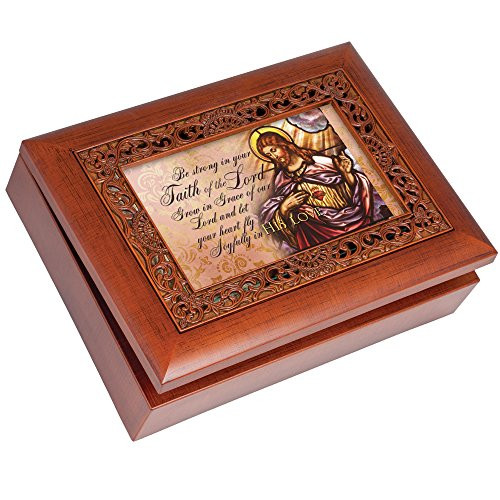 Cottage Garden Be Strong in Faith Grow in Grace Woodgrain Inlay Jewelry Music Box Plays How Great Thou Art Cottage Garden Be Strong in Faith Grow in Grace Woodgrain Inlay Jewelry Music Box Plays How Great Thou Art