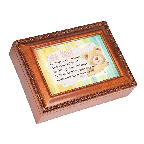 Cottage Garden New Baby Gift from God Woodgrain Rope Trim Jewelry Music Box Plays Jesus Loves Me Cottage Garden New Baby Gift from God Woodgrain Rope Trim Jewelry Music Box Plays Jesus Loves Me