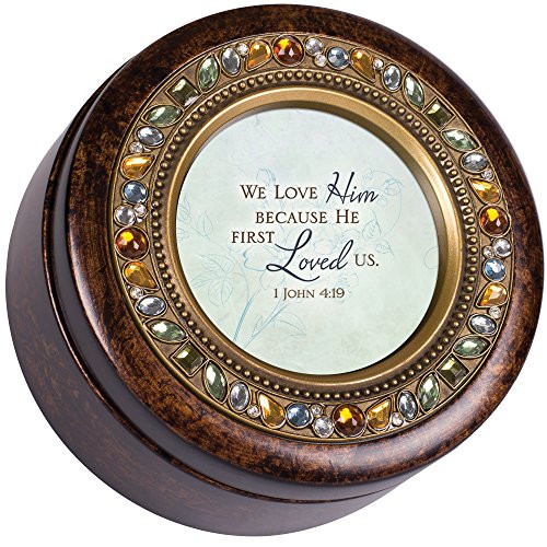Cottage Garden We Love Him He First Loved Us Amber Earth Tone Jewelry Music Box Plays How Great Thou Art Cottage Garden We Love Him He First Loved Us Amber Earth Tone Jewelry Music Box Plays How Great Thou Art