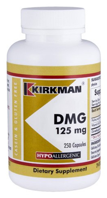 Kirkman DMG Dimethylglycine 125 mg - Hypoallergenic 250 Vegetarian Capsules Gluten and Casein Free Capsules are Plant Based Tested for More Than 950 Environmental contaminants_ Kirkman DMG Dimethylglycine 125 mg - Hypoallergenic 250 Vegetarian Capsules Gluten and Casein Free Capsules are Plant Based Tested for More Than 950 Environmental contaminants_