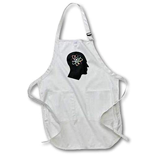 3dRose apr-24258-2 Think About Science Atom in Your Mind-Medium Length Apron with Pouch Pockets 22 by 24-Inch