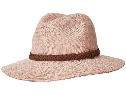 San Diego Hat Company KNH8008 Machine Knit Fedora wBraided Suede Trim Blush One Size