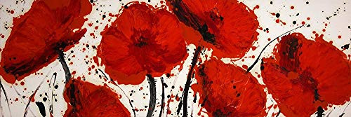 Posterazzi Collection Abstract Paint Splash RED Flowers Poster Print by Atelier B Art Studio 36 x 12