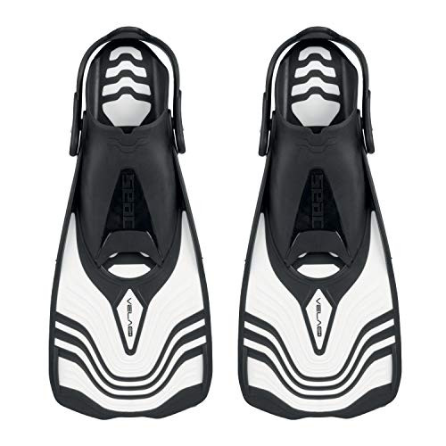 SEAC Vela OH Snorkeling and Pool Swimming Short Fins with Adjustable Strap White 8½-10US