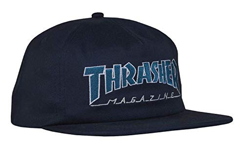 Thrasher Magazine Outlined Logo Unstructured Snapback Hat - NavyBlueGrey