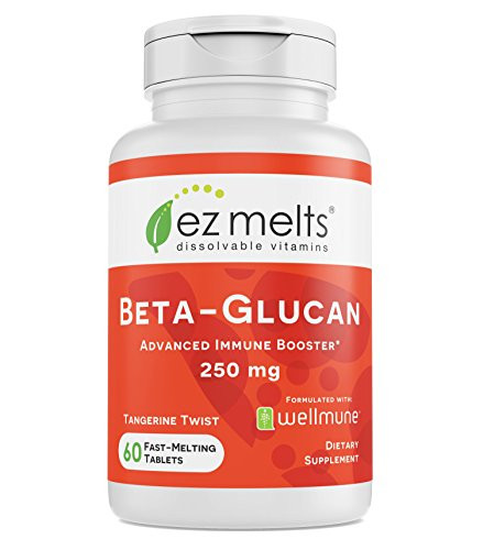 EZ Melts Beta-Glucan with Wellmune 250 mg Sublingual Vitamins Vegan Zero Sugar Natural Orange Flavor 60 Fast Dissolve Tablets