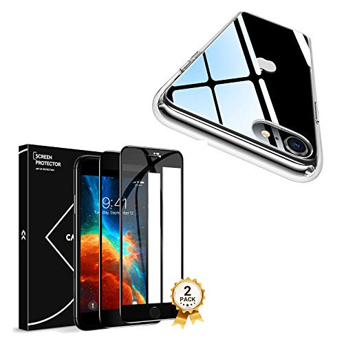 CASEKOO Shatterproof iPhone SE 202087 Full Coverage Tempered Glass Screen Protector iPhone SE 202087 Anti-Yellowing Protective Clear Case