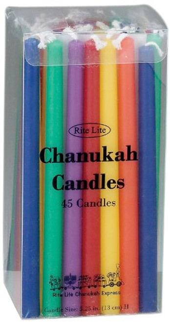 Rite -Lite Judaica Deluxe Chanukah Candles, Multicolor. Box of 45`