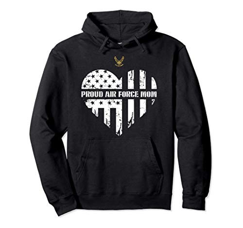 Proud Air Force Mom Pride Military Family Heart Gift Pullover Hoodie