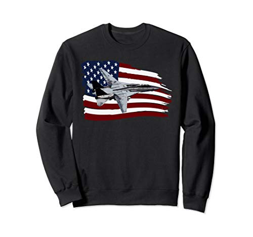 F-14 Tomcat Plane Distressed US Flag t shirt Pilot Sweatshirt