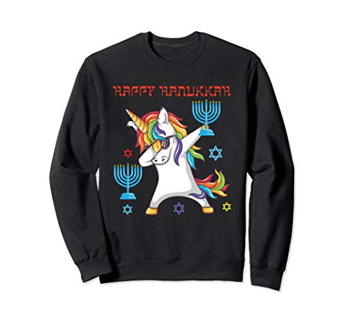 Jewnicorn Jewish Unicorn Dabbing Hanukkah Menorah Costume Sweatshirt