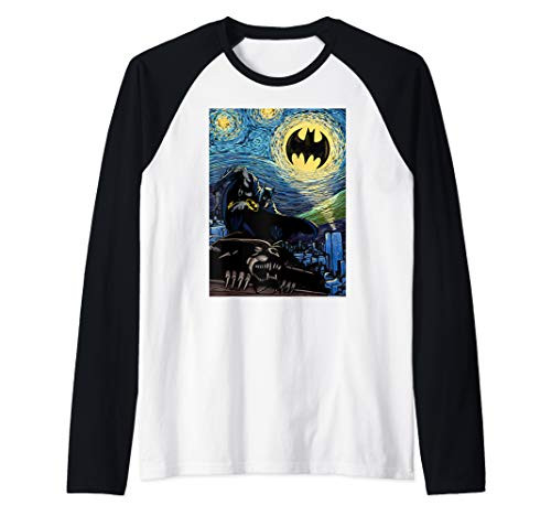 DC Comics Batman Starry Night Style Painting Raglan Baseball Tee