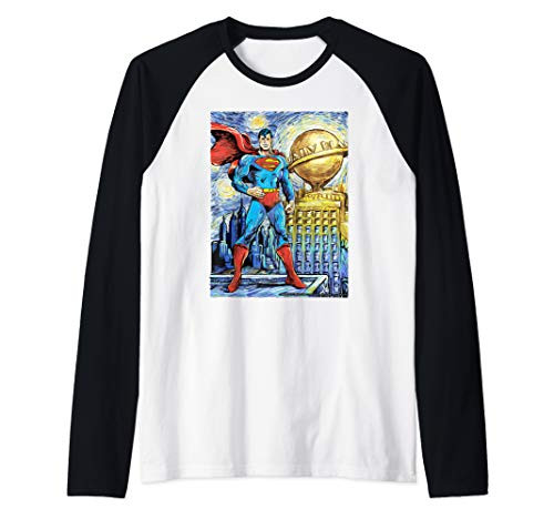 DC Comics Superman Starry Night Style Portrait Raglan Baseball Tee