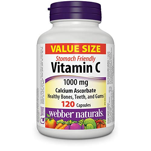 Webber Naturals Vitamin C Calcium Ascorbate 1000 mg · Stomach Friendly 120 Capsules