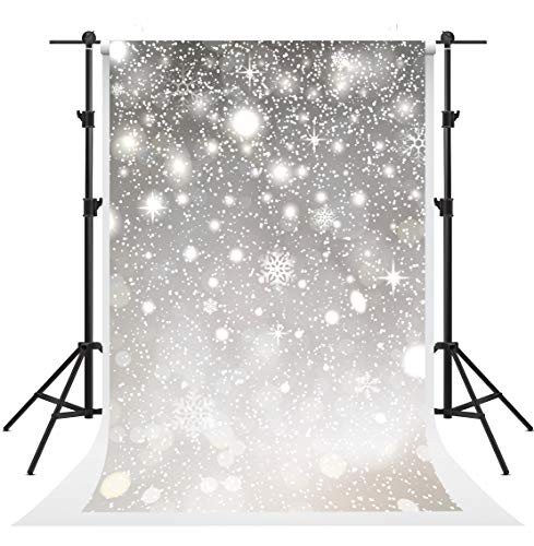 Kate Christmas and New Year Background Photo with Flying Snowflakes Backdrops Photography 5x7ft Glitter Stars Bokeh Winter Sky Frozen Backdrop Props