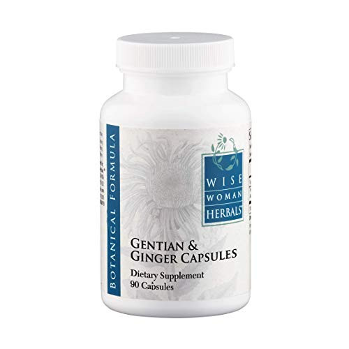 Wise Woman Herbals  Gentian   Ginger Capsules - All-Natural Digestive Function Support Supplement for Normal Healthy Digestion Natural Aid for Occasional Upset Stomach Acid Indigestion and Gas