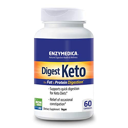 Enzymedica Digest Keto Digestive Aid for Relief from Occasional Constipation 2 Billion CFU Probiotic Vegan Non-GMO 60 Capsules 30 Servings