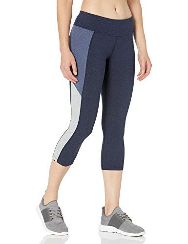 Calvin Klein Womens Color Block Crop Legging Indigo Heather Combo Large