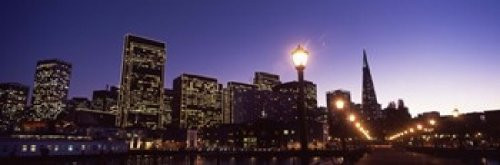 Posterazzi PPI141592L Buildings at the waterfront lit up at dusk San Francisco California USA Poster Print 36 x 12