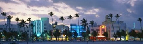 Posterazzi Buildings Lit Up At Dusk Ocean Drive Miami Beach Florida USA Poster Print 36 x 12