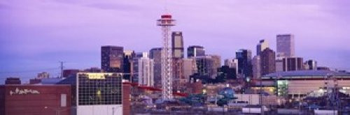 Posterazzi Building lit up at dusk Denver Colorado USA Poster Print 36 x 12