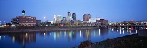 Posterazzi Buildings At The Waterfront Lit Up At Dawn River Des Moines Iowa USA Poster Print 36 x 12