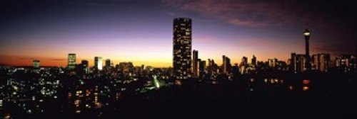 Posterazzi Buildings in a city lit up at night Johannesburg South Africa Poster Print 36 x 12