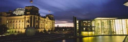 Posterazzi Buildings lit up at Night The Reichstag Spree River Berlin Germany Poster Print 36 x 12 Varies