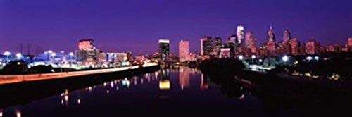 Posterazzi PPI142359L Buildings lit up at the waterfront Philadelphia Schuylkill River Pennsylvania USA Poster Print 36 x 12