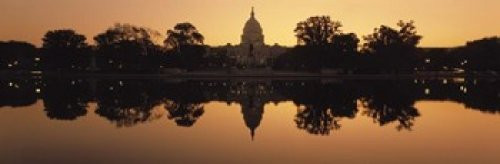 Posterazzi Reflection of a Government Water at Dusk Capitol Building Washington DC USA Poster Print 36 x 12 Varies