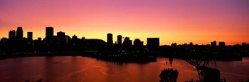 Posterazzi Silhouette of buildings at dusk Montreal Quebec Canada 2010 Poster Print 36 x 12