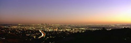 Aerial view of buildings in a city at dusk from Hollywood Hills Hollywood City of Los Angeles California USA Poster Print 36 x 12 Aerial view of buildings in a city at dusk from Hollywood Hills Hollywood City of Los Angeles California USA Poster Print 36 x 12