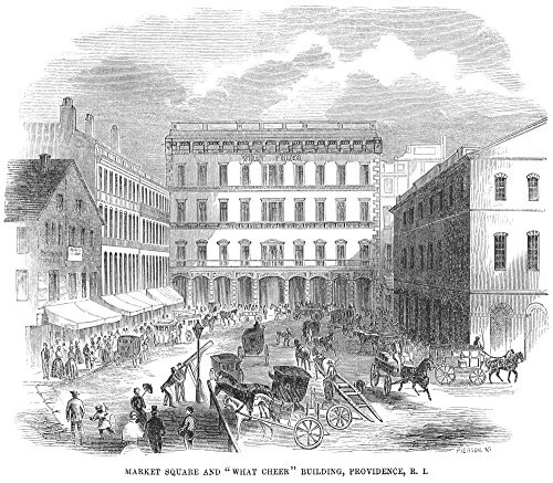 Rhode Island Providence Nthe Market Square And The What Cheer Building At Providence Rhode Island Wood Engraving American 1853 Poster Print by 18 x 24 Rhode Island Providence Nthe Market Square And The What Cheer Building At Providence Rhode Island Wood Engraving American 1853 Poster Print by 18 x 24