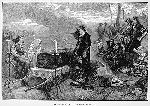 Juana La Loca 1479-1555 NJoanna The Mad Queen Of Castile Juana La Loca With The Embalmed Corpse Of Her Husband Philip The Handsome Which She Always Kept Close To Hand Line Engraving 19Th Century P