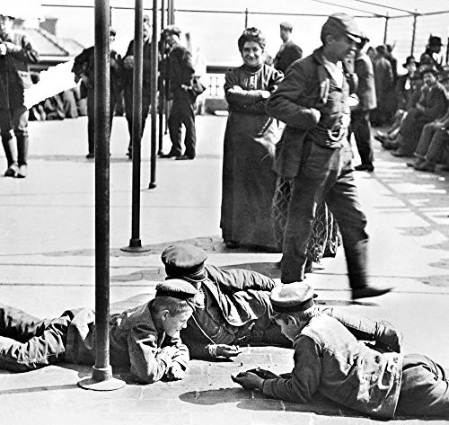 Ellis Island Immigrants Ndetained Immigrants Awaiting Approval To Enter The United States Amusing Themselves On The Rooftop Of The Main Building At Ellis Island New York City Photograph C1907 Poster P