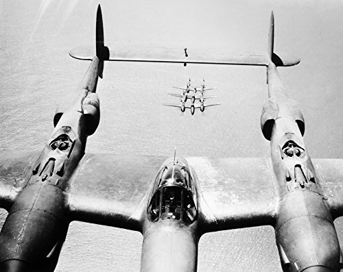 World War Ii P-38 Nlockheed P-38 Lightning Fighter Planes In Flight Over Sunlit Waters During World War Ii Photographed In 1943 Poster Print by 18 x 24