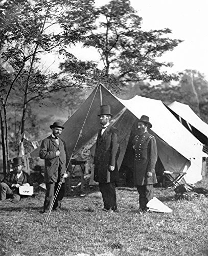 Abraham Lincoln 1809-1865 N16Th President Of The United States Lincoln Center At Antietam Maryland With Allan Pinkerton Left And And Major General John A Mcclernand Photographed By Alexander Gar