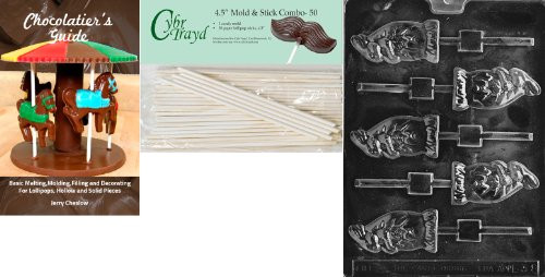 Cybrtrayd 'Bunny in Egg Lolly' Easter Chocolate Candy Mold with 50 4.5-Inch Lollipop Sticks and Chocolatier's Guide