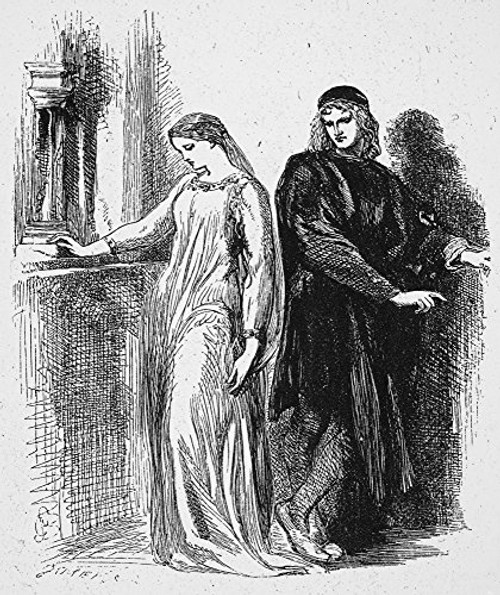 Shakespeare Hamlet Nhamlet Rejects Ophelia Act Iii Scene I Wood Engraving After Sir John Gilbert 1817-1897 For William ShakespeareS Play Poster Print by 18 x 24