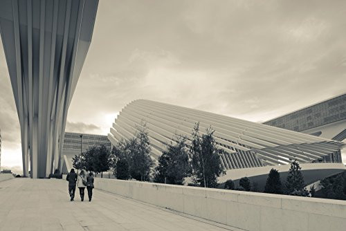 Tourists at a convention center Palacio de Exposiciones y Congresos Oviedo Asturias Province Spain Poster Print by Panoramic Images 24 x 18