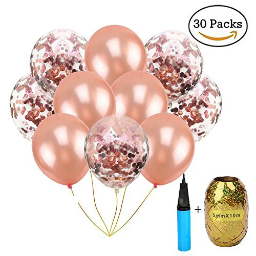 BELOVING 12ich Rose Gold Confetti Balloons Pack of 30 Party Balloons For Wedding Graduation Birthday Bridal Shower Party Decoration BELOVING 12ich Rose Gold Confetti Balloons Pack of 30 Party Balloons For Wedding Graduation Birthday Bridal Shower Party Decoration