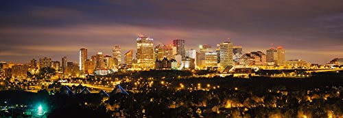 Posterazzi Panoramic view of illuminated building at night Edmonton Alberta Canada Poster Print 12 x 36