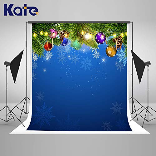 Kate 5x7ft Blue Christmas Photography Backdrop Microfiber Xmas Background Snowflake Firtree Winter Photo Studio Booth for Happy New Year Christmas Party Photography Backdrop Props