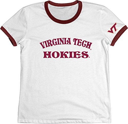 NCAA Virginia Tech Hokies Adult Women NCAA Womens Vintage Supima Ringer TeeMediumMaroon