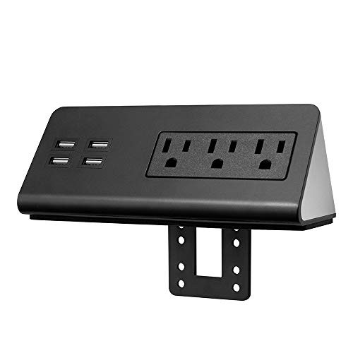 Desk Clamp Power Strip Desktop Edge Mounted Power Station Center Triangle 3 AC Desk Outlet 4 USB Charging Station