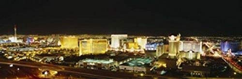 Posterazzi PPI83116L High Angle View Of Buildings Lit Up At Night Las Vegas Nevada USA Poster Print 36 x 12