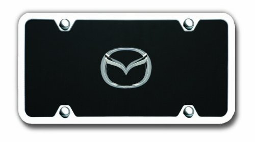 Au-Tomotive Gold INC_ Mazda Black Acrylic License Plate with Chrome Frame Au-Tomotive Gold INC_ Mazda Black Acrylic License Plate with Chrome Frame
